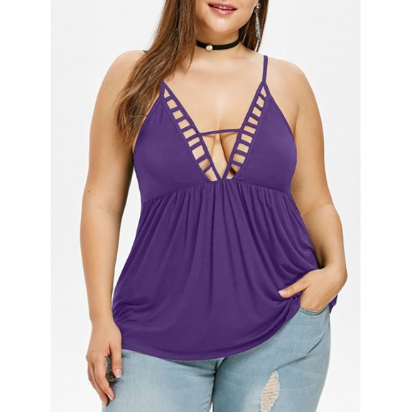 Nextmia for Curves Collection Tops - ⭐ Plus Size Cut Out Low Neckline Babydoll Tank Top